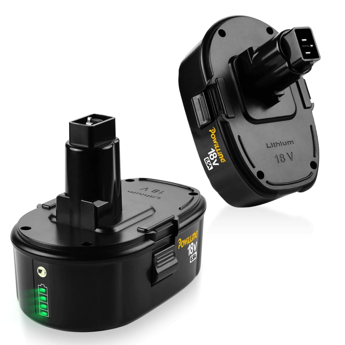 - Powilling 2Pack 6.5Ah Lithium-Ion Replacement Battery for Dewalt 18V XRP Ni-Cad Battery DC9096 DC9098 DC9099 DE9039 for Dewalt 18Volt Batteries