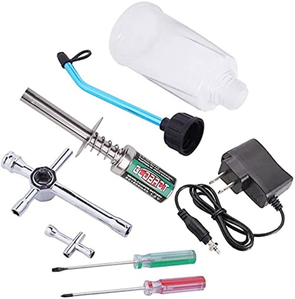 Globact RC Nitro Starter Glow Plug Ignitor Charger Tool Fuel Bottle Combo Redcat HSP Nitro Power Supply for 1/8 1/10 RC Car