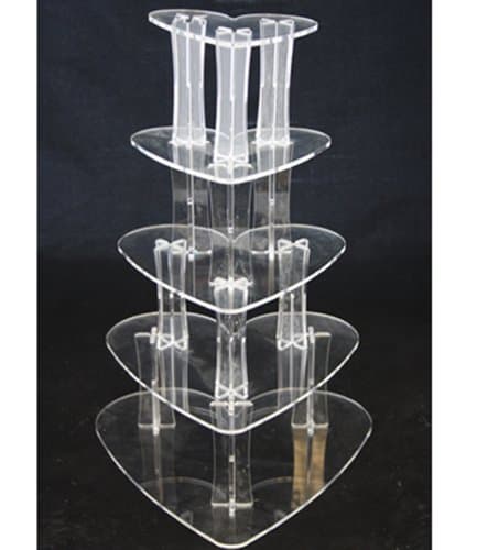 Makebake 4 Tier Heart Shaped Cupcake Muffin Perspex Cake Stand