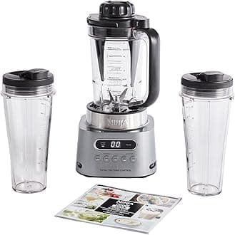 Foodi MAX Power Nutri Blender 2-in-1, Blend Smoothie Bowls, Thick Spreads & Frozen Drinks, Automatic Programs, SmartTorque, 1L Jug, 2x 700ml Cups, 1100W, Silver CB150ME, 2 Years Warranty