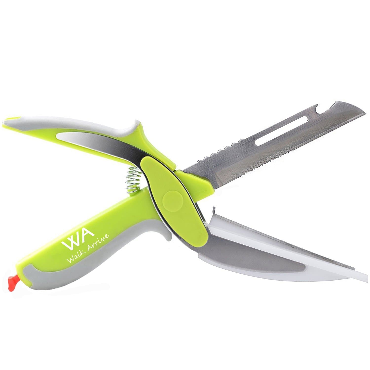 Multipurpose Kitchen Chopper with Cutting Board Kitchen Scissors Salad Chopper Kitchen Knife Bottle Opener Food Chopper Slicer Cutter Dicer for Vegetables Fruits Meat and Cheese (Green-2)