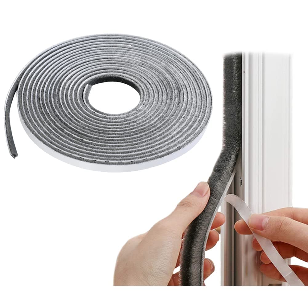 10m Woven Weather Stripping for Windows & Doors, Brown, Plastic, Seal, Soundproof, Windproof, Dustproof