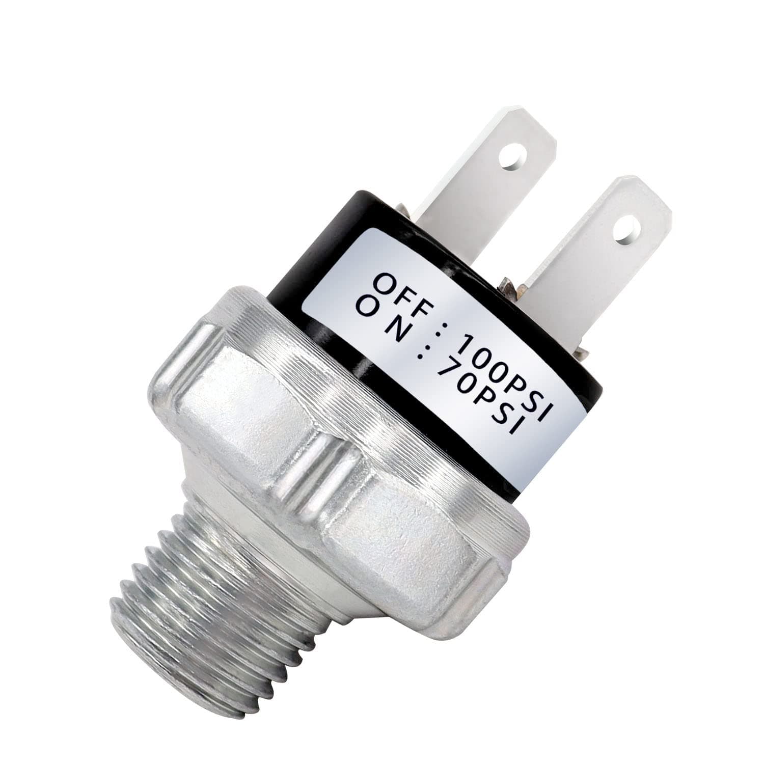 mankk Air Pressure Switch 70-100 PSI Thread 1/4" NPT 24V 12V DC Air Compressor Pressure Switch for Air Horn Train 70-100-1/4" NPT-W