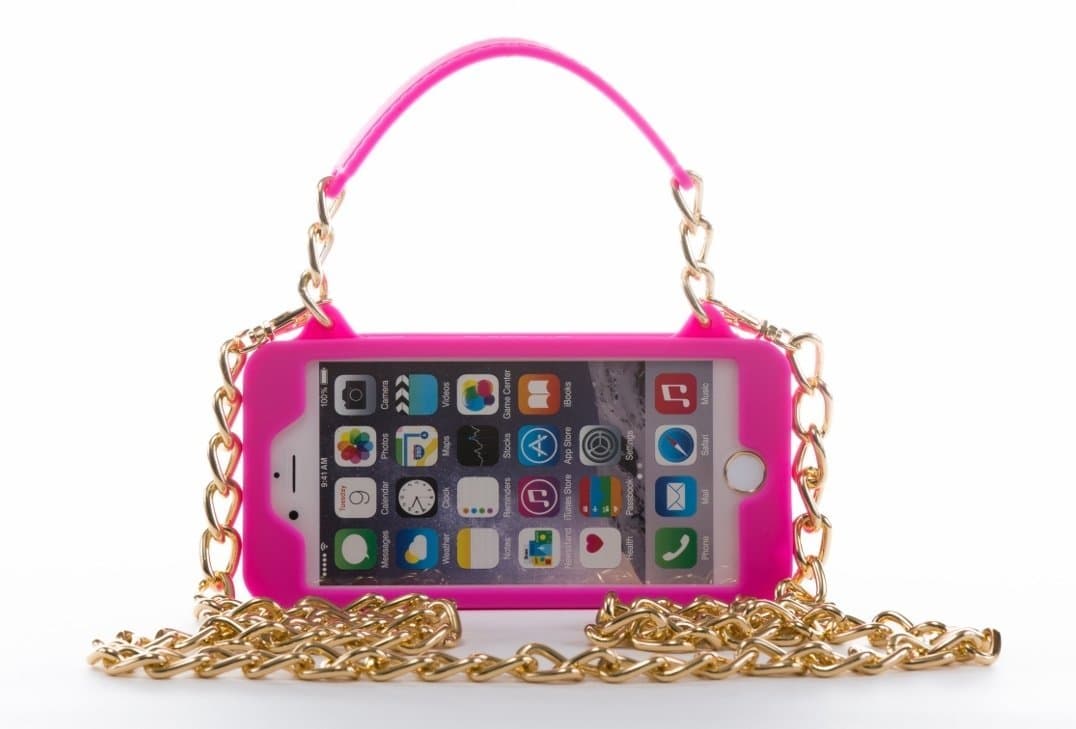 iPhone 6 Case/iPhone 6s Purse Case 4.7 inch Display pursecase Smartphone Case Wristlet Clutch and Crossbody Chain with Wallet Purse Case Bundle as seen on Shark Tank (Pink with Gold)
