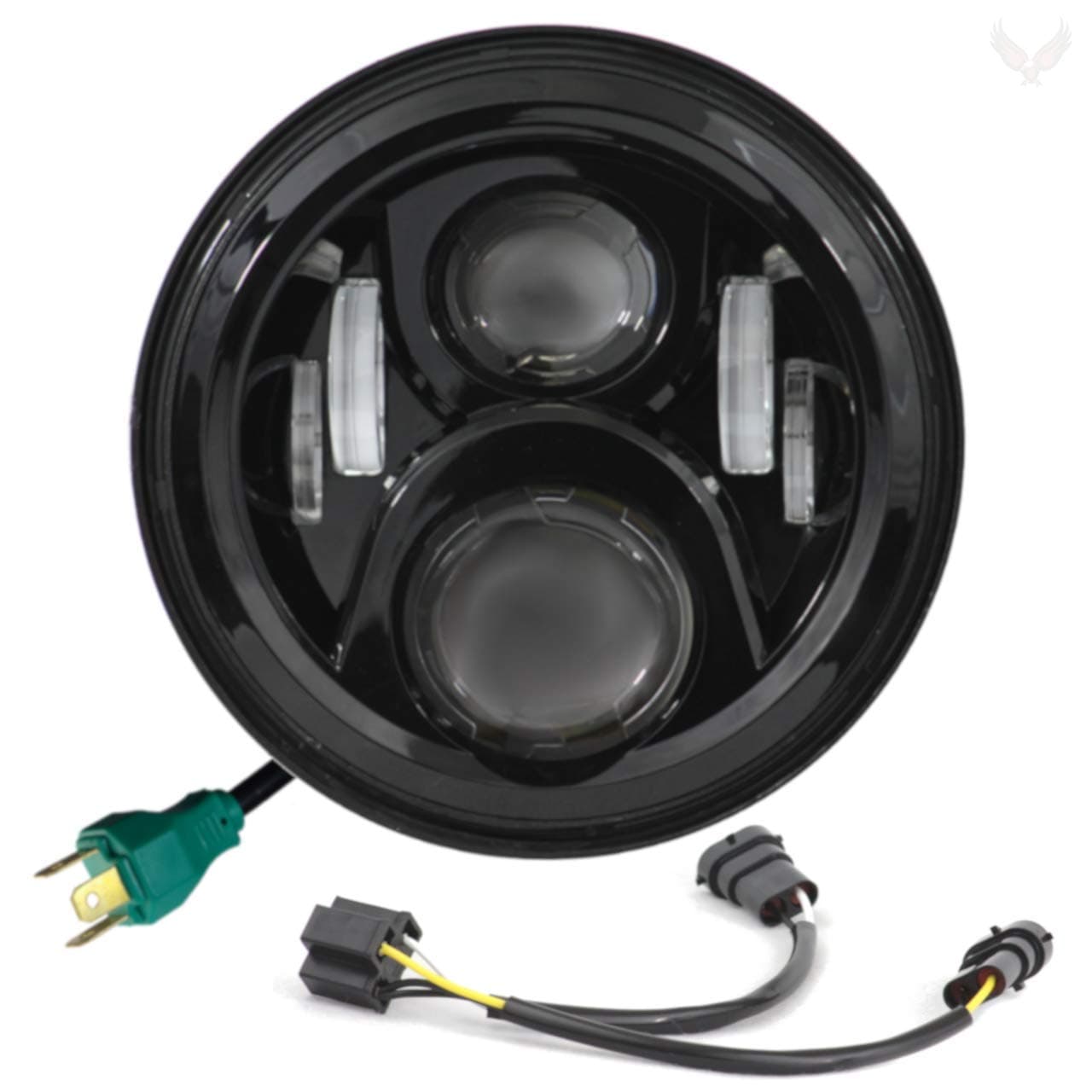 Eagle Lights 8700BG2P-899 7" LED Headlight for Harley Davidson and Indian Motorcycles - Generation II/Black Kit/Add Dual Bulb Adapter Harness (899)