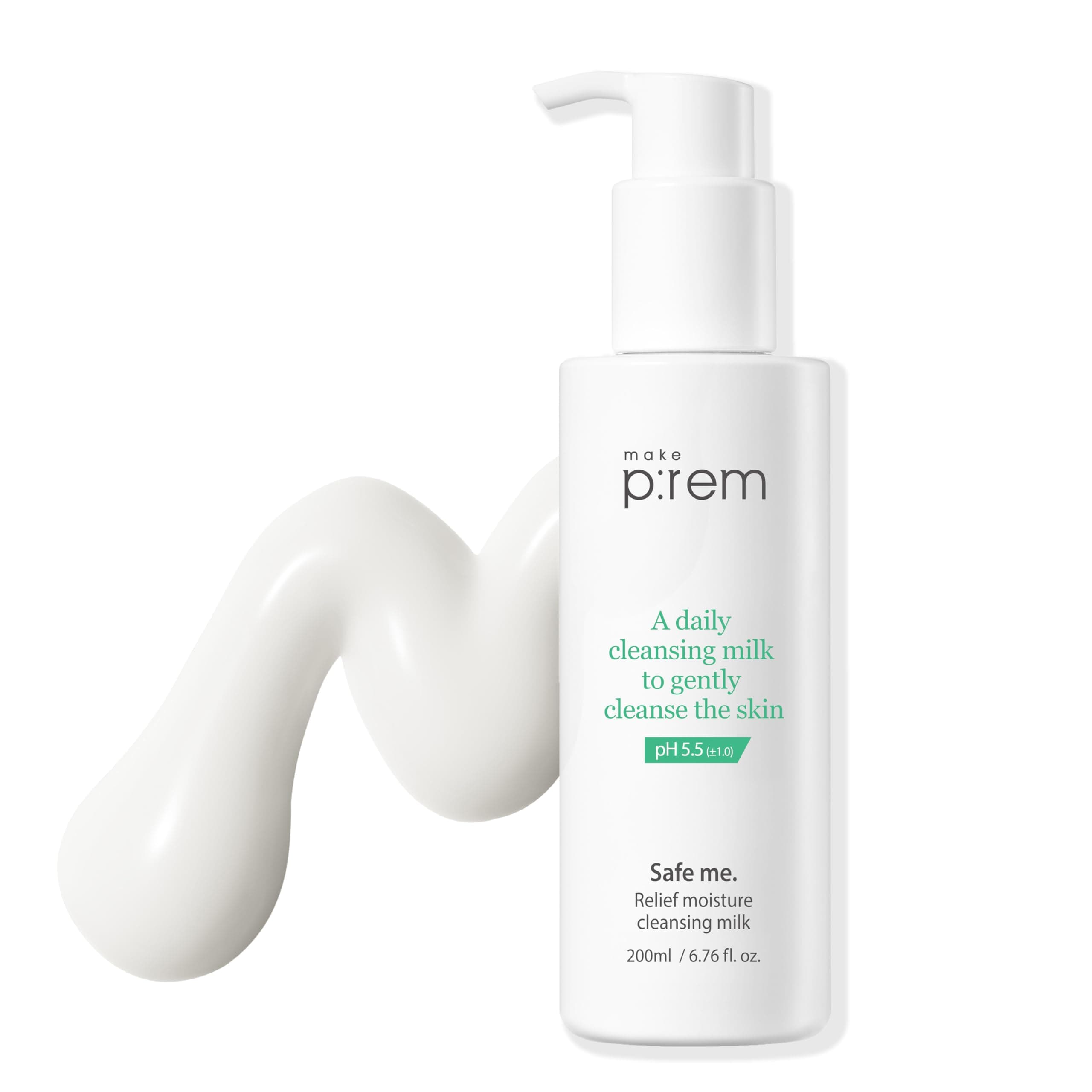 make prem Make Prem Safe Me Relief Moisture Cleansing Milk 6.8 fl oz (200 ml) | Makeup Remover, Moisturizing, Pore Care, Weakly Acidic, For Sensitive Skin, Cleansing Milk, Korean Cosmetics