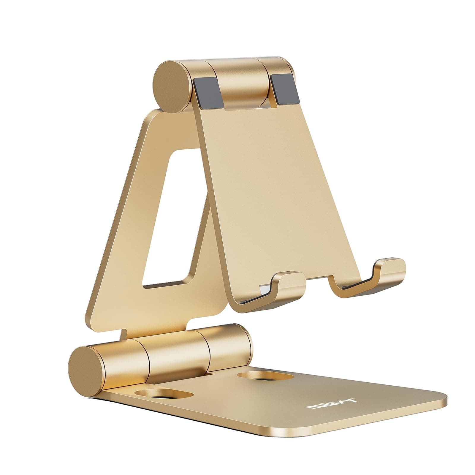 NULAXY Phone Stand for Desk, Fully Foldable Adjustable Mobile Phone Holder Dock Compatible with iPhone 14 13 12 11 Pro Xs Xs Max Xr X 8, HUAWEI, Galaxy, Nintendo Switch, All Phones - Gold