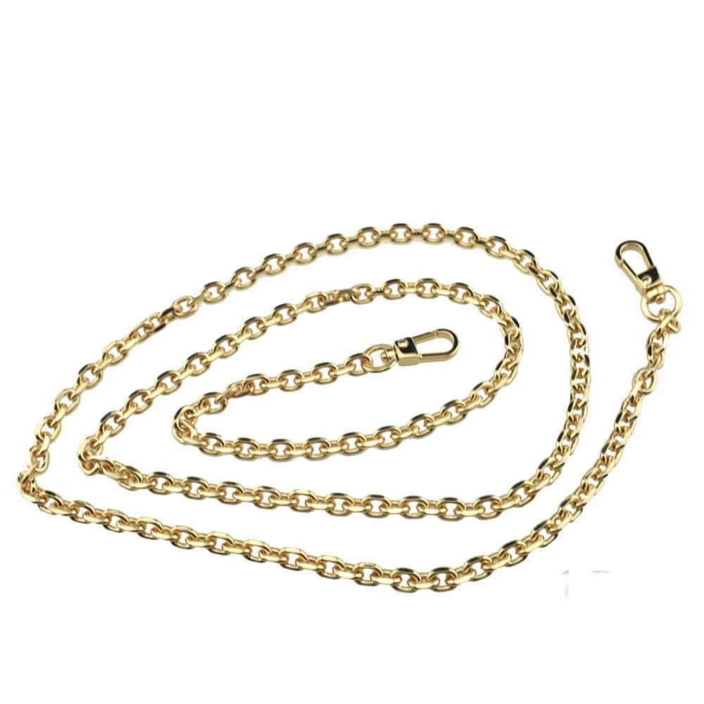 Mini Pochette Purse Chain Strap Thin Wide 6mm for LV Length 43.3 inches Thick 2mm Shiny Gold for Shoulder Cross Body Sling Handbag Wallet Clutch Comfortable Flat Metal Strap 1 Pack