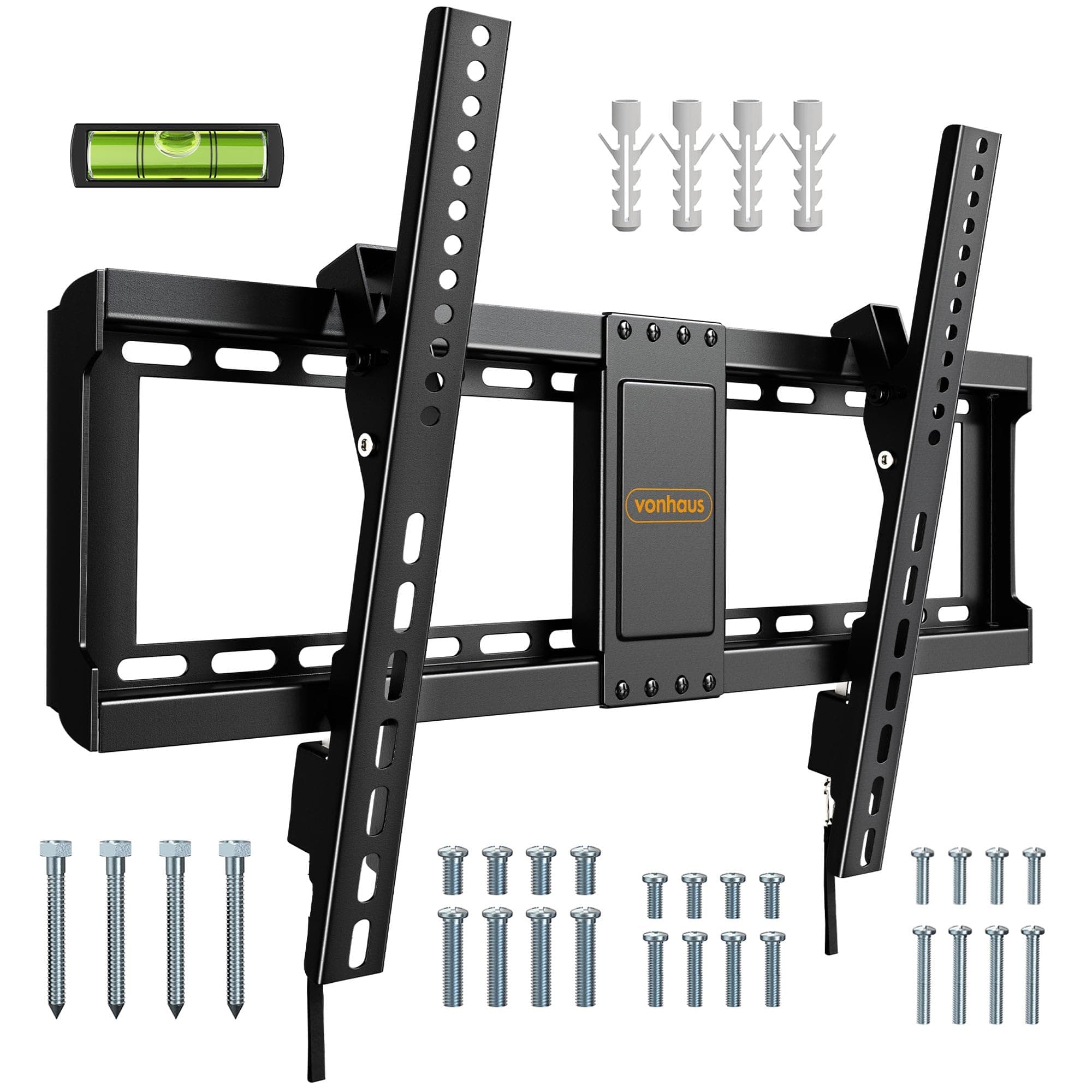 VonHaus Tilt TV Wall Bracket for 37-85" Screens, Tilting Flat to Wall Mount with Quick Release Straps, 75kg Capacity, Max VESA: 400x600mm, for Curved and Flat TV's