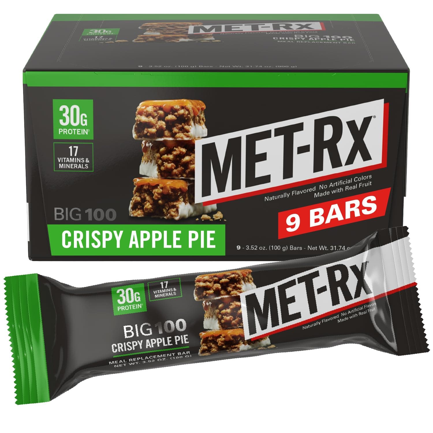 Met-RX Big 100 Colossal Bars, Apple Pie, 9-Piece