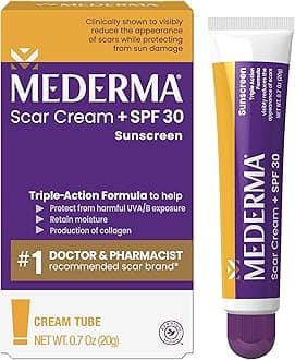 Scar Cream Plus SPF 30 - Advanced Scar Treatment, Protects from Sun Damage, Reduces Appearance of Scars from Acne, Burns, Surgery & Injury, 0.7 oz