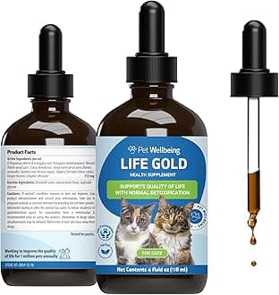 Pet Wellbeing Life Gold for Cats - Supports Detoxification, Immune System Health, Antioxidants - Vet-Formulated Herbal Supplement โ 4 oz (118 ml)