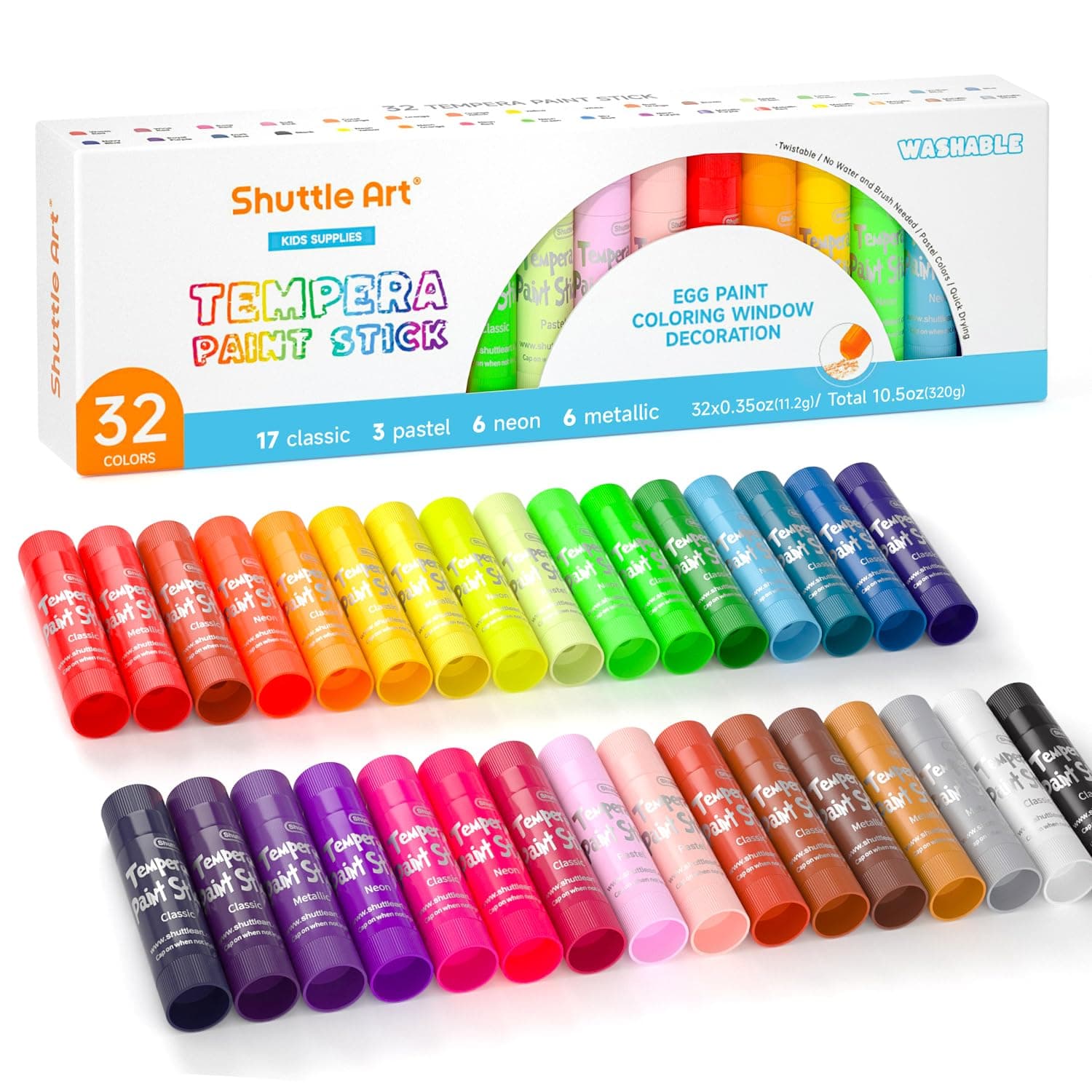 32 Colors Tempera Paint Sticks