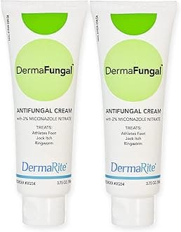 DermaRiteDermaFungal Antifungal Cream - 2% Miconazole Nitrate for Athlete's Foot, Ringworm, and Jock Itch - 3.75 oz. Tube, 2 Count