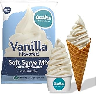 - Frostline Vanilla Soft Serve Ice Cream Mix, Lactose & Gluten Free - Just Add Water, Dairy, or Dairy Free Alternative, Use with Blender, Countertop Ice Cream Maker, Soft Serve Machine - 6 lb Bag