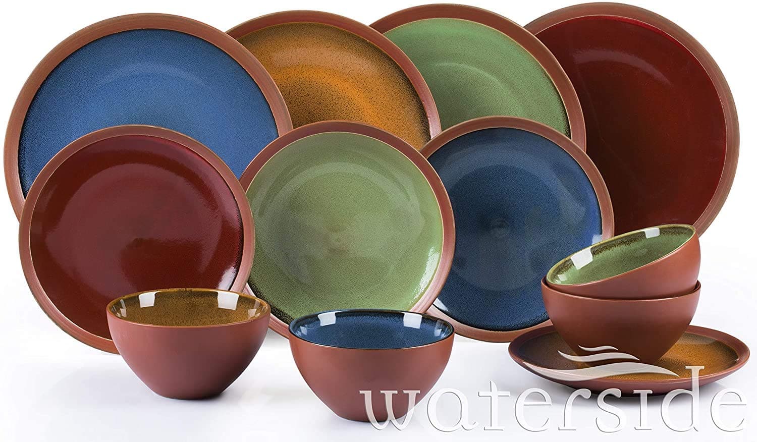 Waterside - 12 Piece Reactive Glaze “Terracotta” Dinner Set