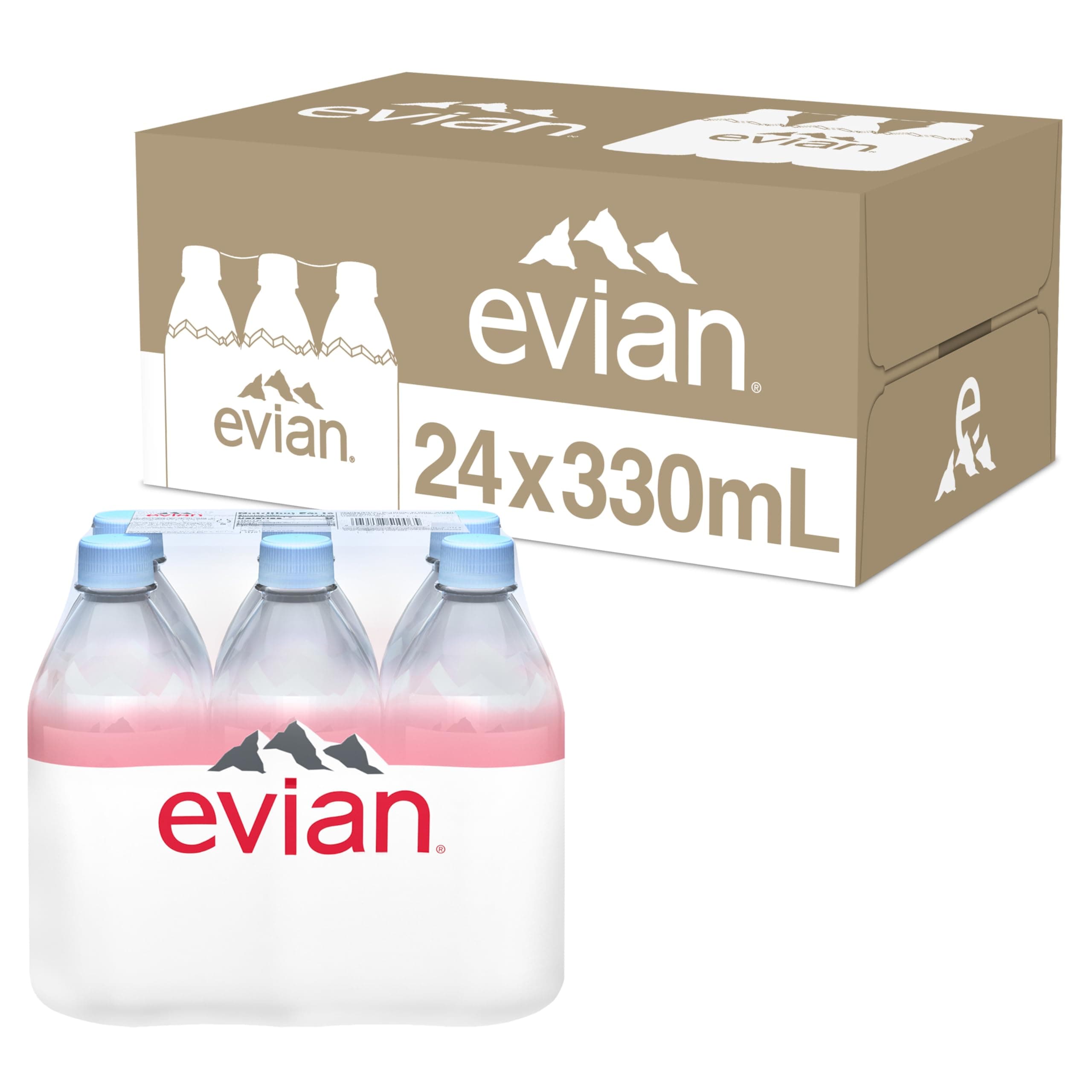Evian Natural Spring Water, 330mL Bottles, 24 Pack