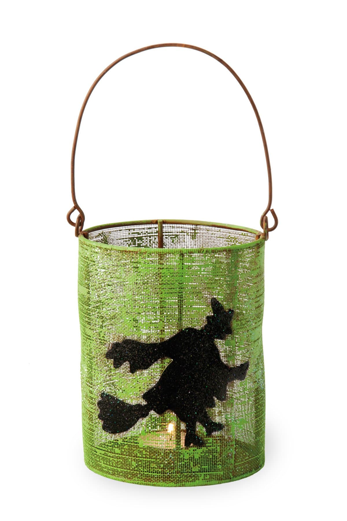 October Hill Hand-Painted Mesh Tealight Candle Holder, Witch