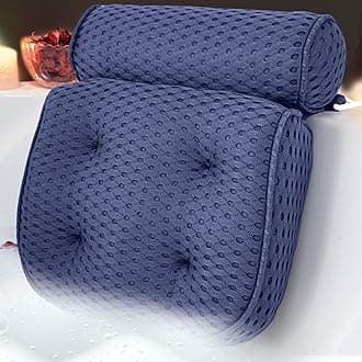 AEROiVi Luxury Bath Pillows for Tub,Bath Pillow Bathtub Pillows for Head and Neck Support Bath Cushion Made from Soft Spacer Mesh Material with Suction Cups (Dark Blue)
