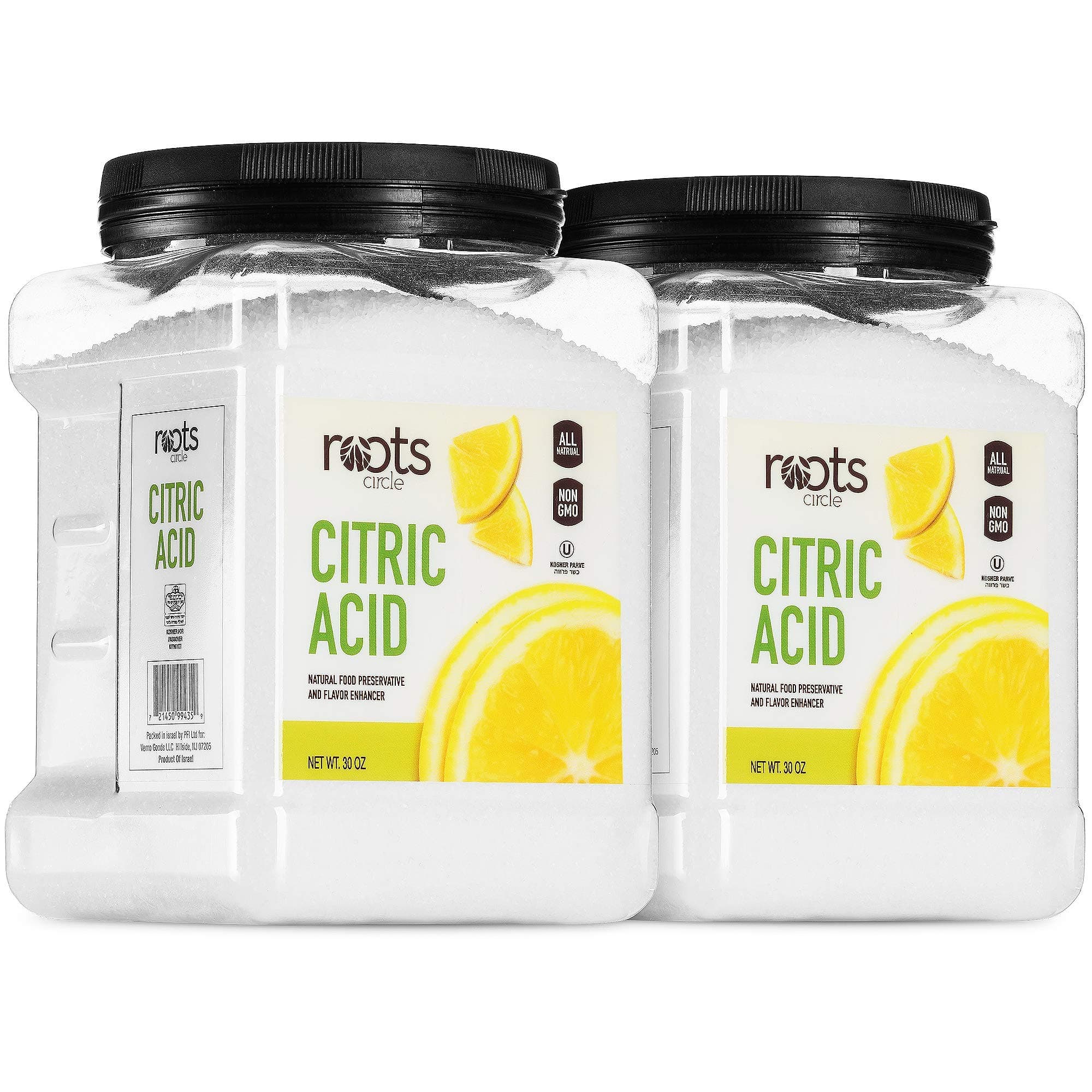 - Roots Circle All-Natural Citric Acid | 2 Pack - 3.75 Pounds | Kosher for Passover | Food-Grade Flavor Enhancer, Household Cleaner & Preservative | For Skincare, Cooking, Baking, Bath Bombs