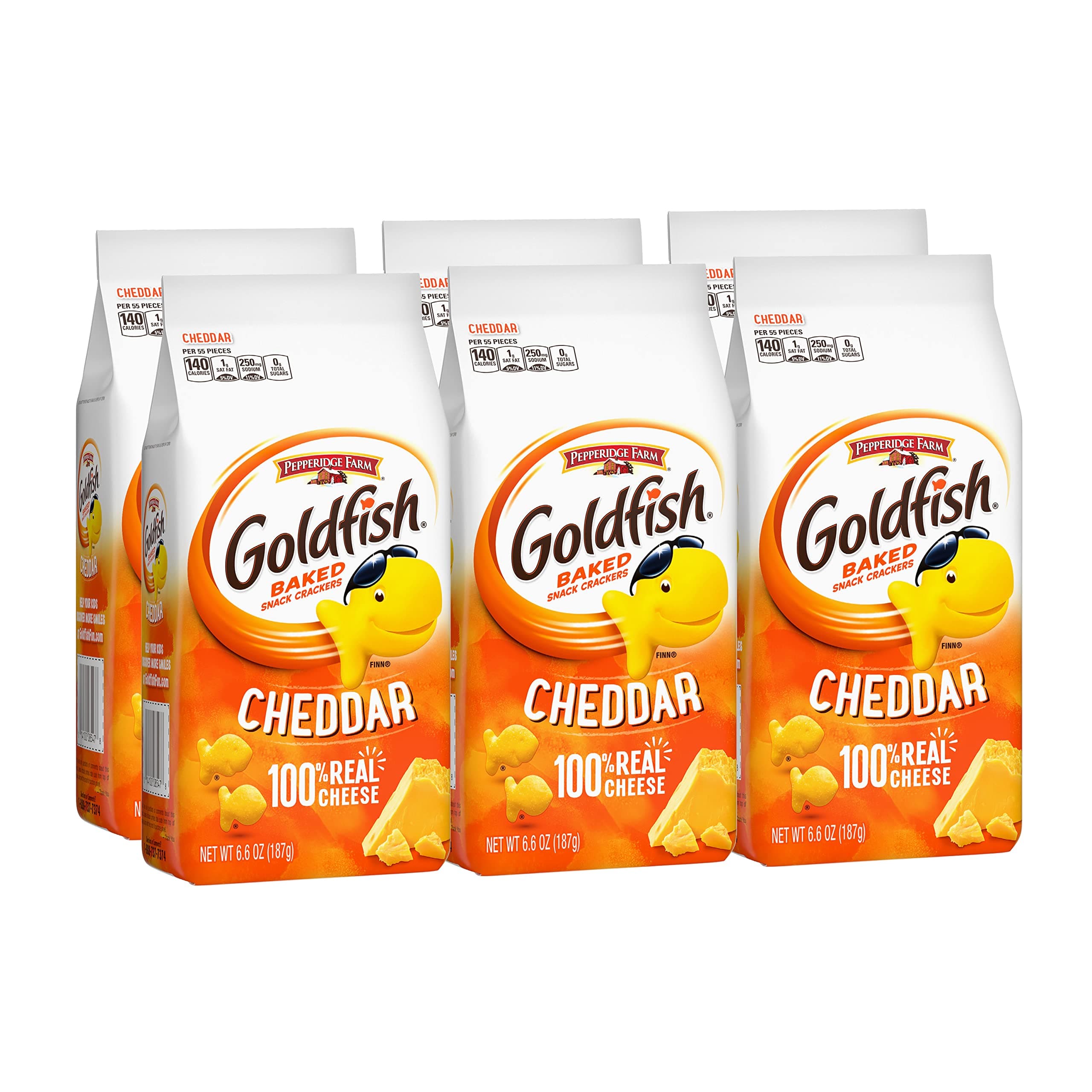 Goldfish Cheddar Crackers, Snack Crackers, 6.6 oz. bag, 6 CT box