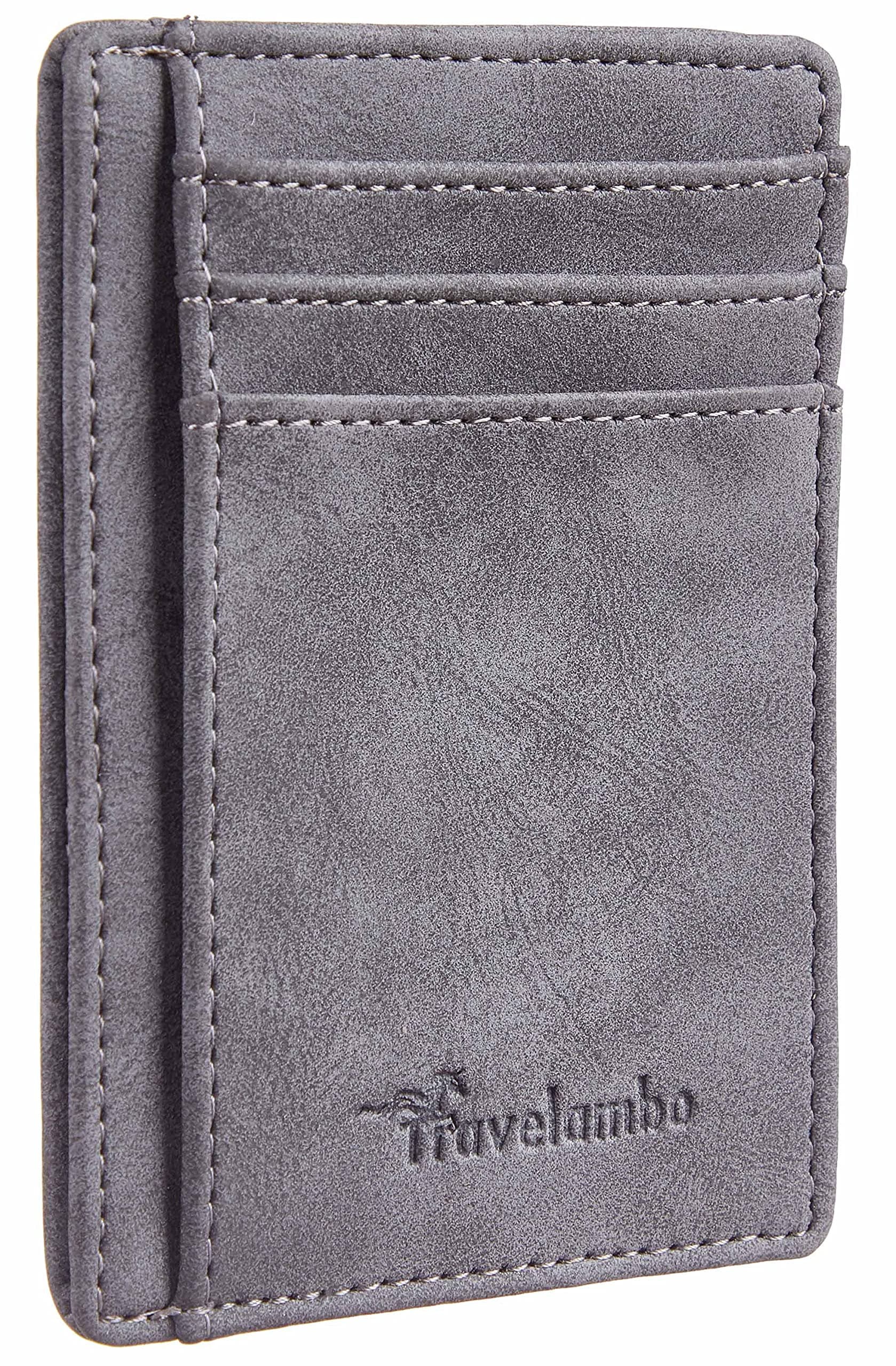 Slim Wallet Front Pocket Minimalist Leather RFID Blocking Medium Size