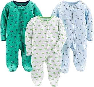 Simple Joys baby-boys 3-pack Sleep and Play Baby and Toddler Sleepers (pack of 3)