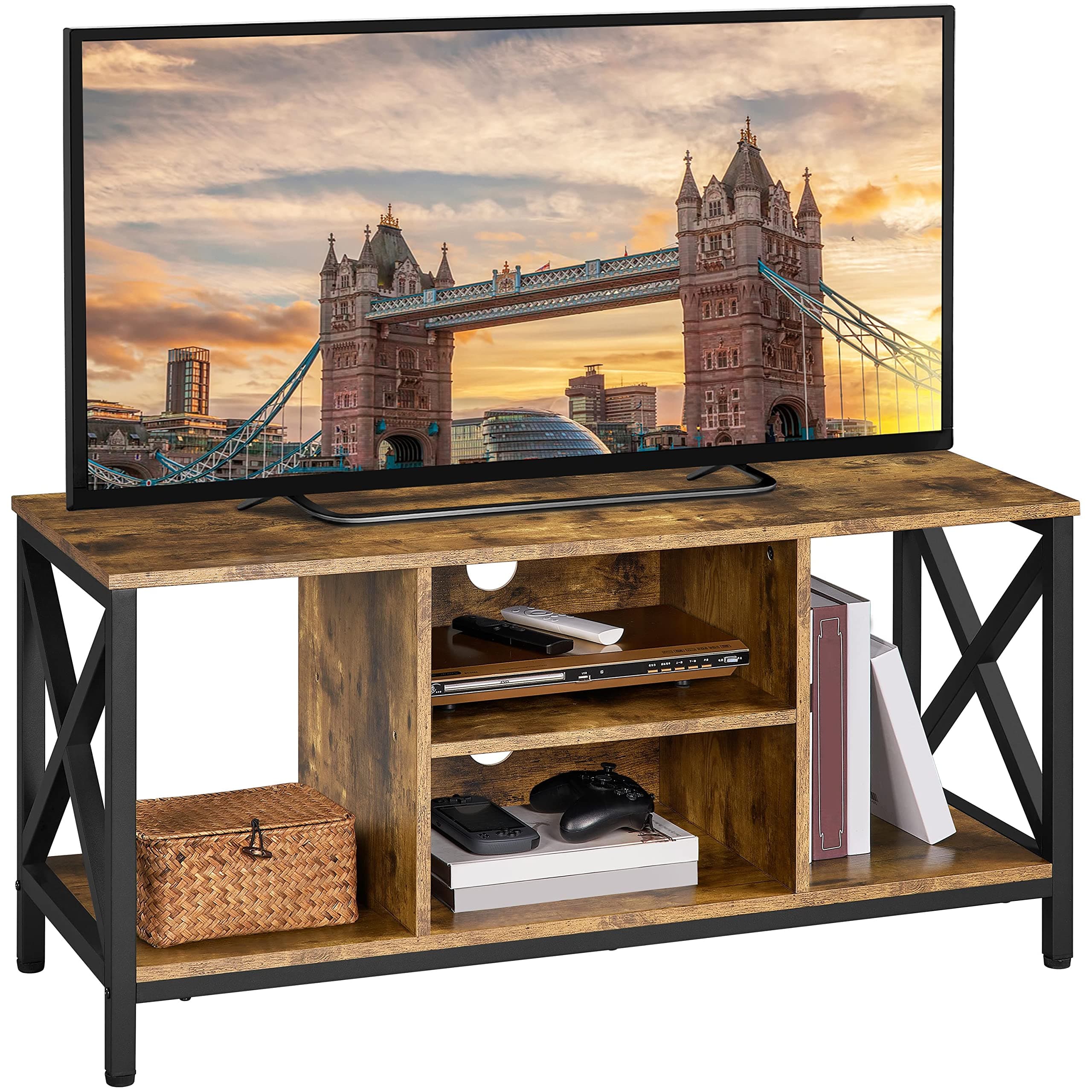Industrial TV Stand with Storage Cabinets